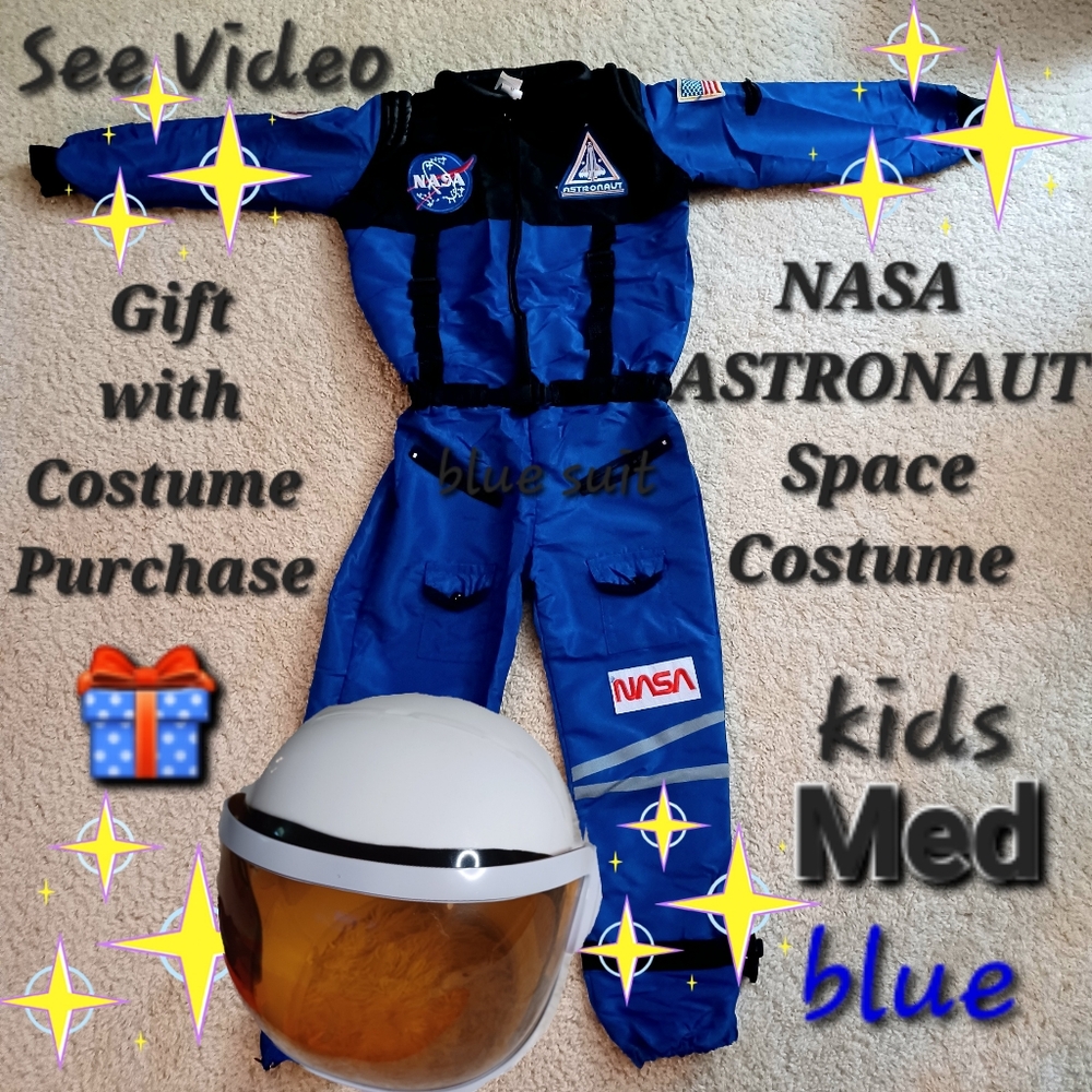 NASA:RESERVED:lcrowell3 Astronaut Halloween Costume boy/girl Med*blue suit 👨‍🚀 - Picture 8 of 9